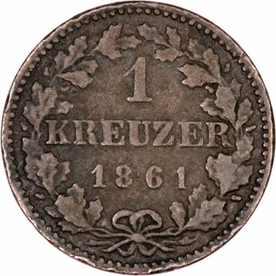 Reverse of 1861 Frankfurt One Kreuzer